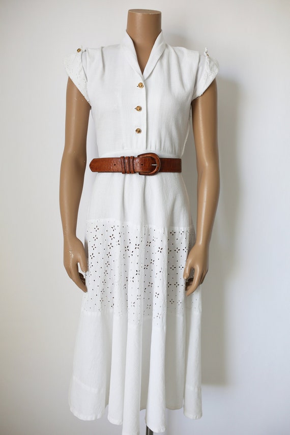 50s EYELET WHITE DRESS