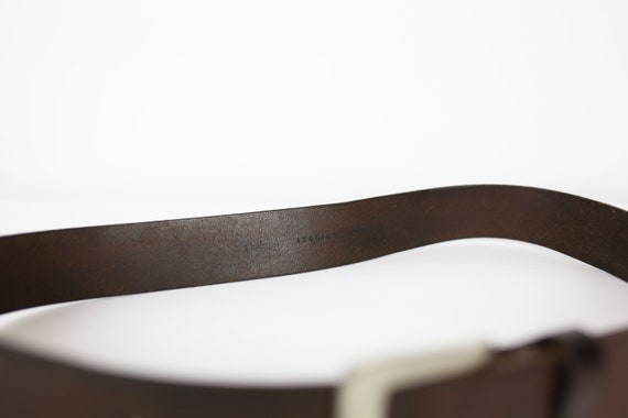Y2K ITALIAN LEATHER BELT  brown size large silver… - image 3