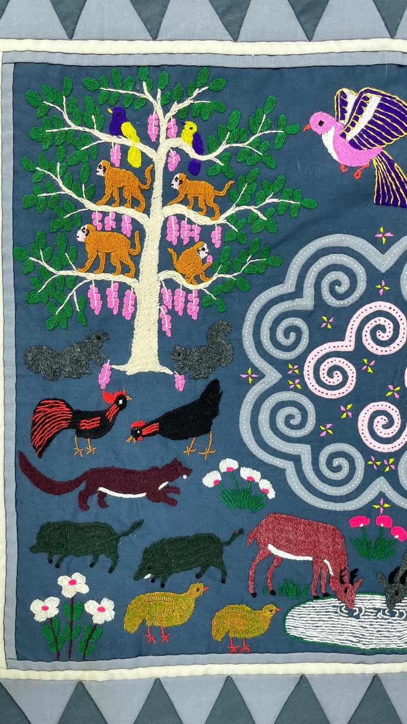 VINTAGE FOLK ART Wall Hanging Folk Art Tapestry Quilt Style Etsy