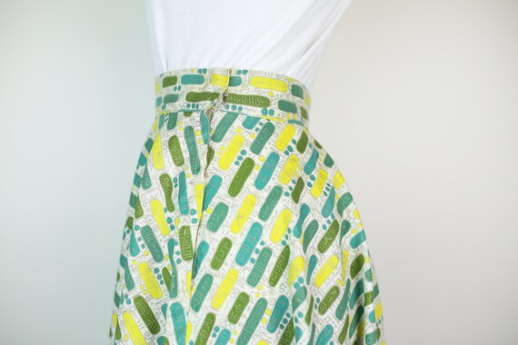 50s CIRCLE SKIRT abstract print cotton xs vintage - image 3