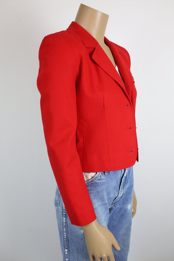 80s PENDELTON RED JACKET petite wool red holiday … - image 2