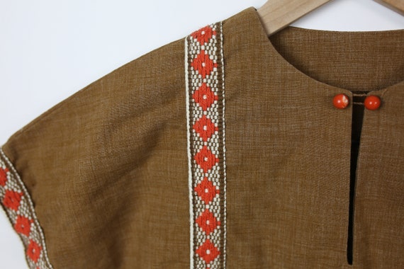 70s YOUTH BOHO DRESS  maxi brown cotton fringe so… - image 4