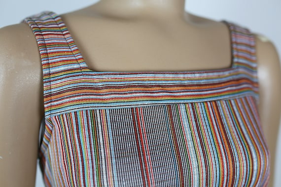 70s STRIPED DRESS / JUMPER with back tie waistban… - image 3