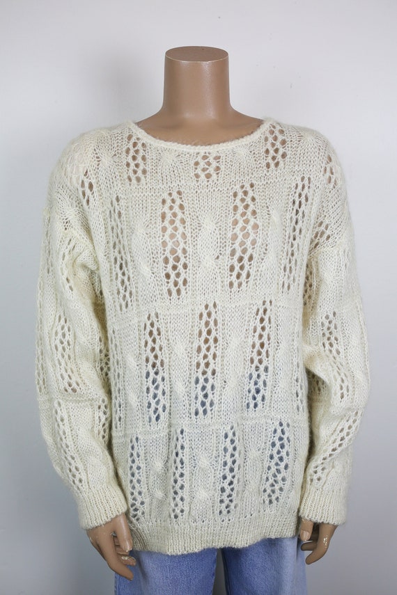 80s MOHAIR OVERSIZED SWEATER ivory mohair knit One