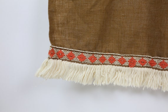 70s YOUTH BOHO DRESS  maxi brown cotton fringe so… - image 6