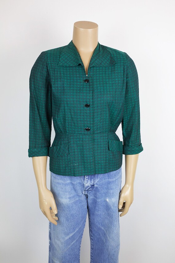 50s KORELL GREEN JACKET cotton holiday jacket vint