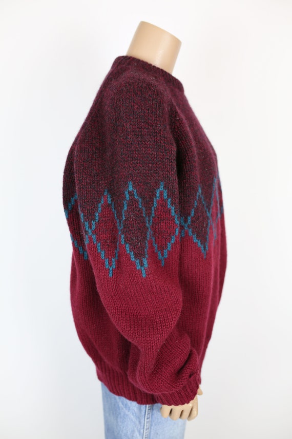 90s GAP ARGYLE SWEATER oversized wool burgundy teal Gem