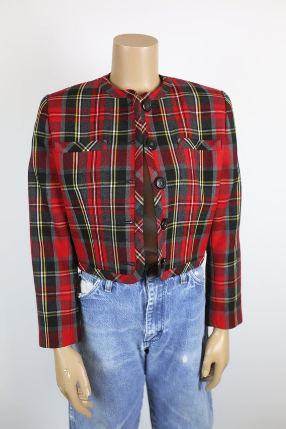 80s JH COLLECTIBLES plaid tartan wool jacket holid