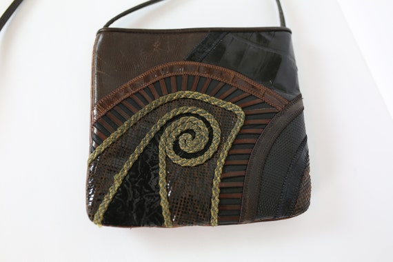 80s SHARIF LEATHER CROSSBODY purse snakeskin - image 2