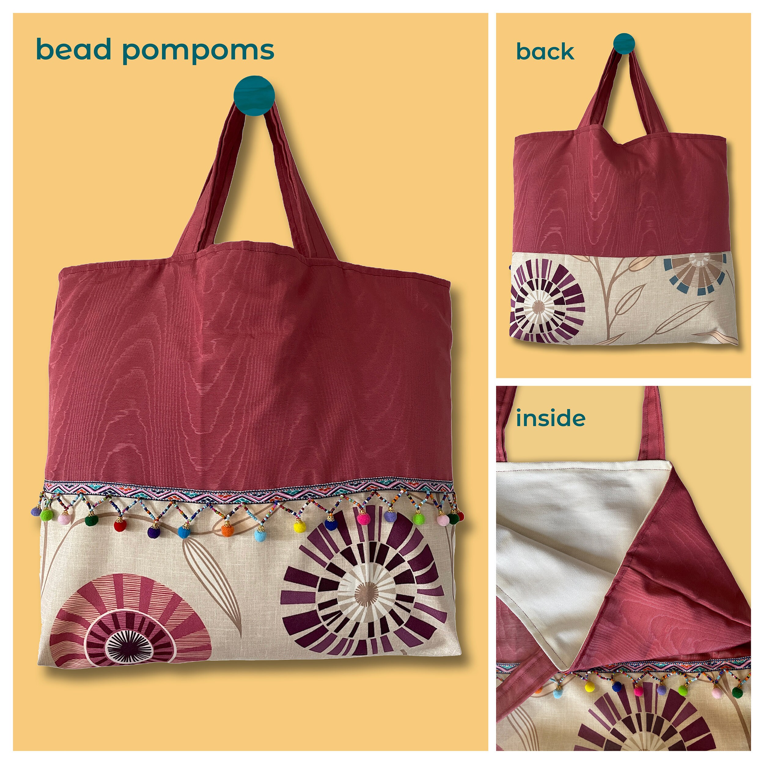 Handmade Fabric Tote Shopper Bag Patchwork Tote Bag Tassel Etsy