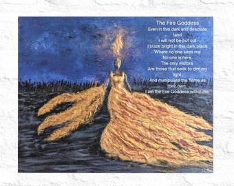 Poster Print - Goddess Painting with Poem: Original Artwork Print .