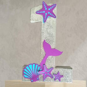 Mermaid Glitter Number Prop: Under the Sea Birthday Centerpiece