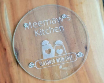 Meemaw's Kitchen Personalisierter Topfuntersetzer - Mimis Küche - Mamas Küche Rund oder Eckig Laser graviert