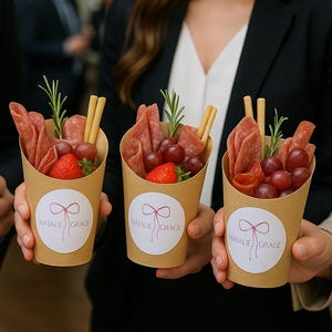 Custom Logo Charcuterie Cups for Corporate Events and Businesses, Personalized Snack Cups with Business Logo, Grand Openings, Ribon Cutting