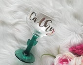 Personalized Cactus Glass with Cactus Stem, Cactus Margarita Glass with Name, Green Margarita Cactus Cocktail Glass