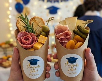 Personalized Graduation Party Charcuterie Cups: Custom Grazing Cups