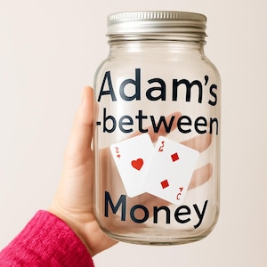 Personalized Casino Savings Jar with Coin Lid,  Custom Piggy Bank Glass Mason Jar for Casino Savings, Gambling Gift