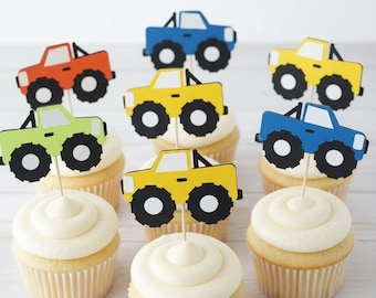 Monster Truck Cupcake Toppers: Colorful Birthday Party Food Picks