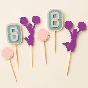 Cheerleader Cupcake Toppers: Custom Colors, Cheer Theme Party, Set of 12