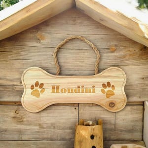 Personalized Dog Bone Sign Engraved Dog Sign New Puppy Name Plate for above Dog Bed Custom Dog Plaque with Name, Dog House Sign