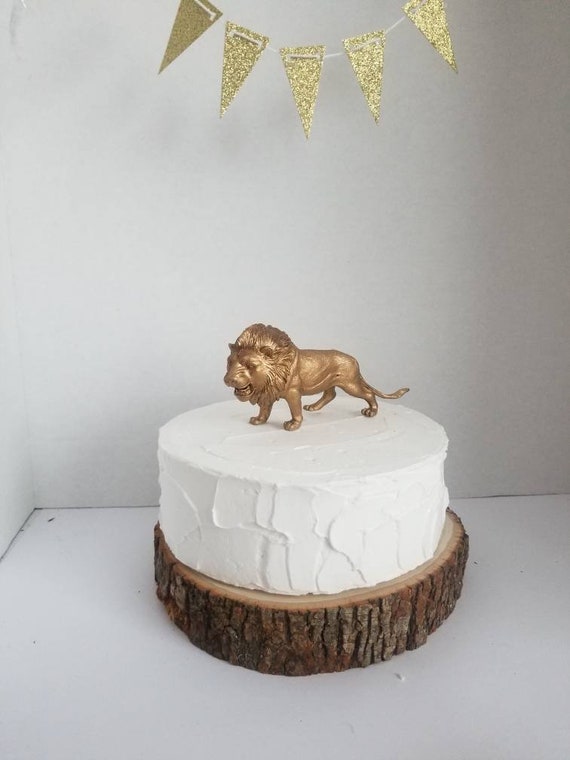 Paper Party Kids Custom Cake Topper Birthday Cake Topper Keepsake Fondant Lion King Cake Topper With Gold Crown Lion Cake Safari Animal Centerpiece Baking Cake Decoration