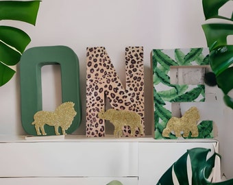 Safari Birthday Prop, Gold Glitter Safari Theme Letters, Jungle Birthday Prop, Safari Theme Scene, Birthday Photography, Safari Centerpiece