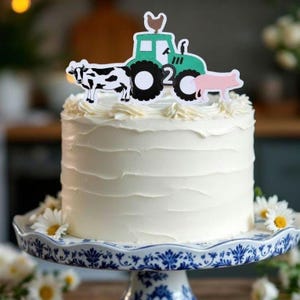 Farm Animal Tractor Cake Topper: Barnyard Birthday Decor