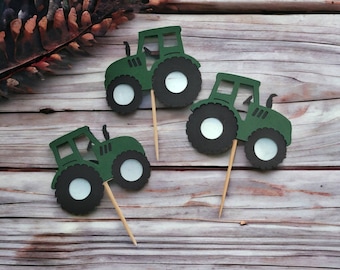 Tractor Cupcake Toppers: Farm Theme Party Decor