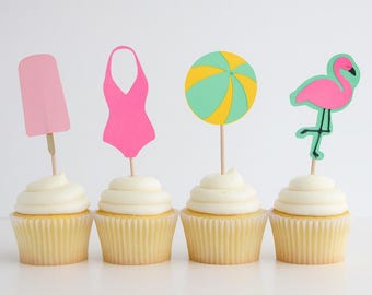 Cupcaketoppers voor poolparty: lekkernijen voor zomerverjaardag
