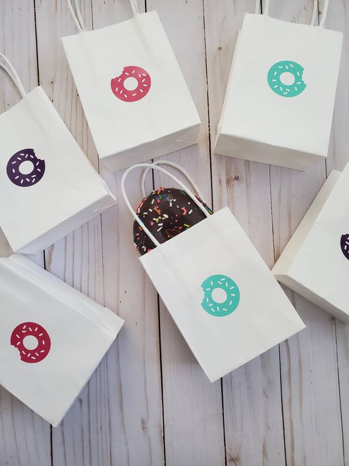 Donut Favor Bags Donut Theme Goodie Treat Bags with Handles Etsy