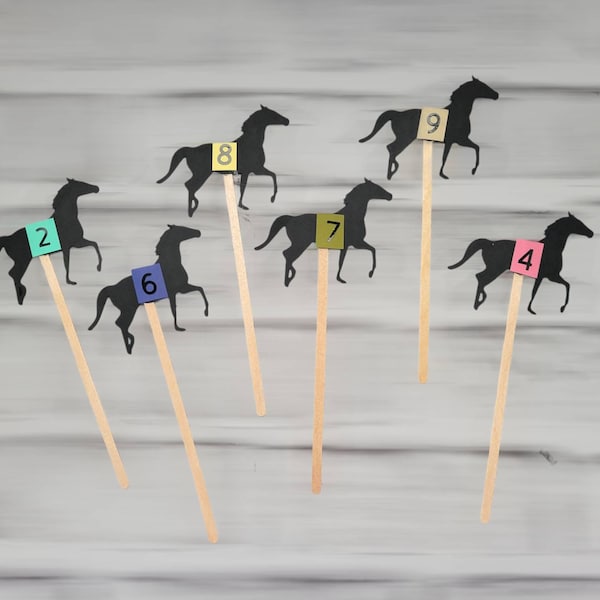 Racehorse Kentucky Derby Drink Stirrers - 6 inch Horse Race Beverage Stir Sticks - Horse Theme Party Skewers - Horse Cocktail Stirrers
