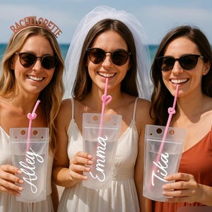 Personalized Drink Pouches with Straws: Bachelorette Party Favors