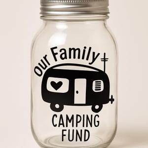 Personalized Camping Trip Fund Jar: RV Camper Savings Jar