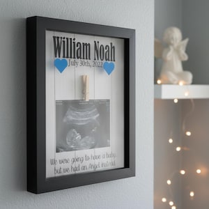 Pregnancy Loss Memorial Shadow Box with Name and Date, Baby Memory Box for Ultrasound, Angel Infant Gift for Couples, Miscarriage Gift