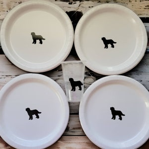 Labradoodle Party Set di piatti e tazze di carta / Cani neri o oro su piatti bianchi / Tema della festa di compleanno del cane