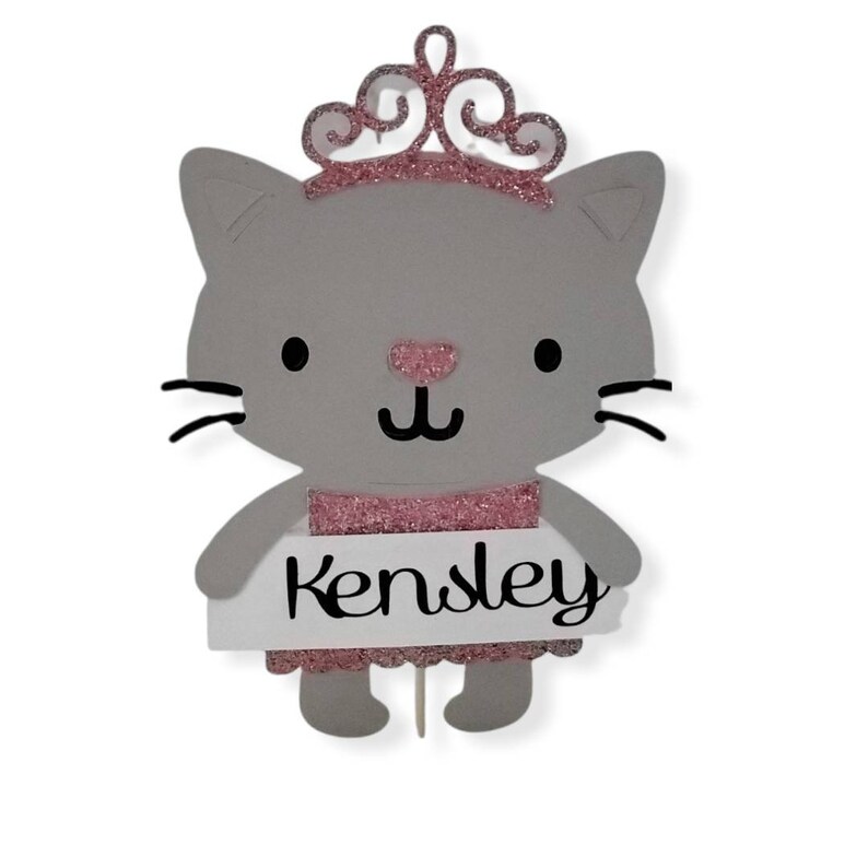 Personalized Kitty Cat Cake Topper With Name / Cat Theme Party Etsy