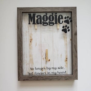 Custom Pet Memorial Shadow Box with Name and Date, 8x10 Dog Cat Memorial Box, Pet Loss Memory Box with three Areas for Picture, Collar, Etc image 3