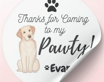Stickers hondenfeestje: aangepaste ronde stickers puppy Pawty