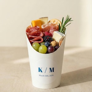 Copas de charcutería personalizadas para bodas: iniciales personalizadas en cualquier color de fuente