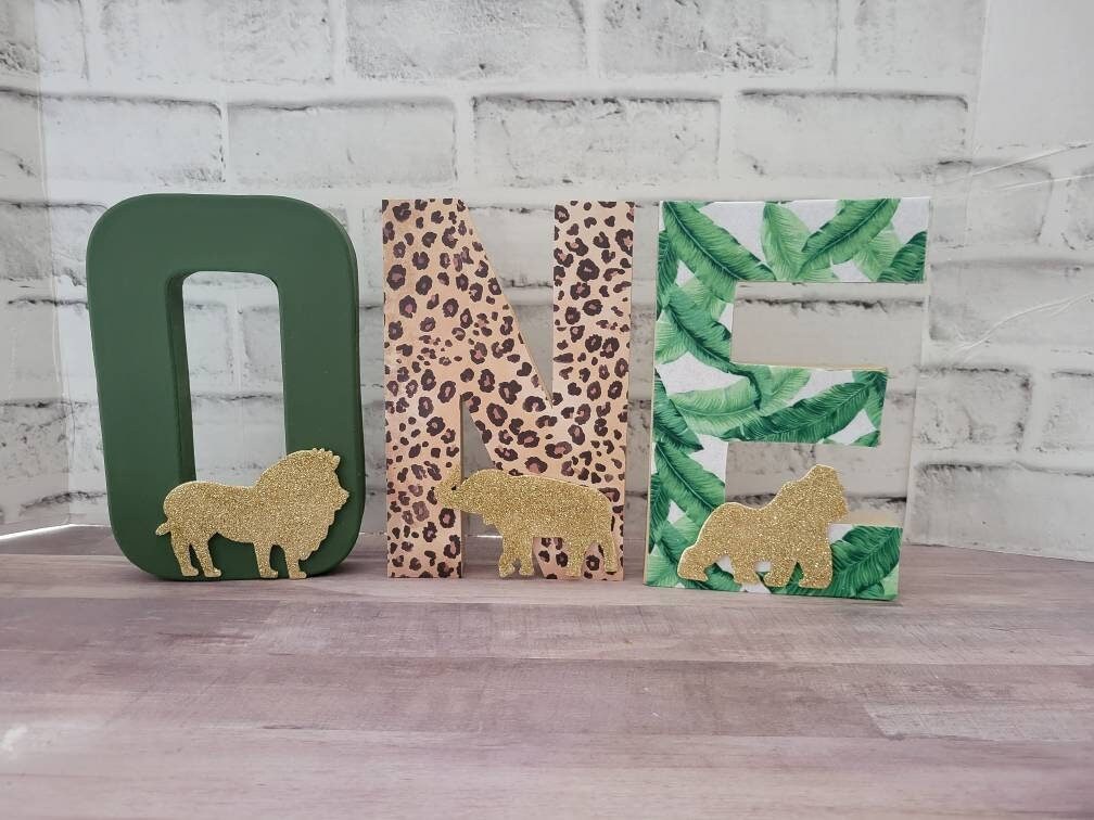 Safari Birthday Prop Gold Glitter Safari Theme Letters Jungle Birthday Prop Safari Theme Scene Birthday Photography Safari