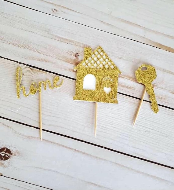 30 Stück Sweet Home Cupcake-Topper Mit Schlüssel-Motiv - Glitzer-Deko Für Einweihungsparty, Neues Zuhause
