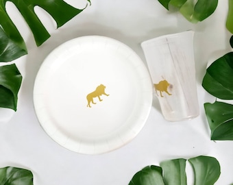 Golden Safari Party Teller und Tassen: Babyparty-Set