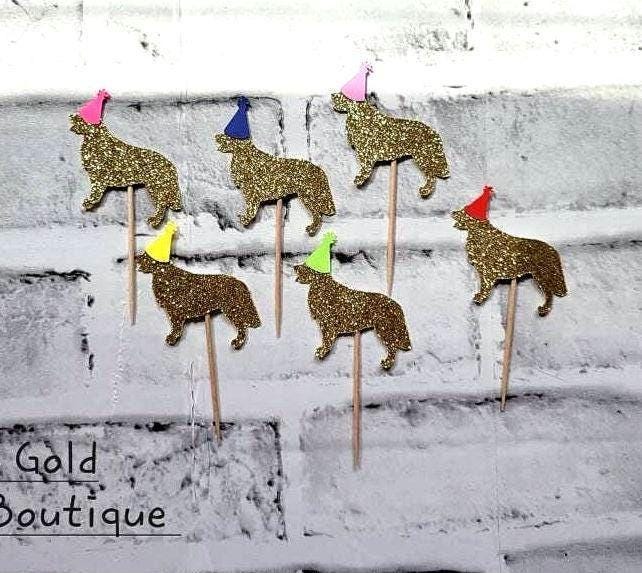 Golden Retriever Birthday Cake Topper - Sparkly Dog Puppy Theme Party Decor For Pet Birthday Celebrations - View #5