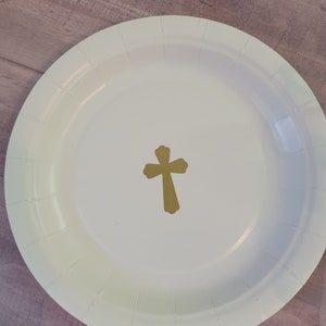 Baptism Paper Plate and Cup Set, Christening Tableware Set, Religious ...