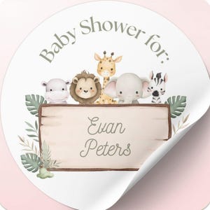 Personalized Safari Baby Shower Stickers: Jungle Animal Favor Labels