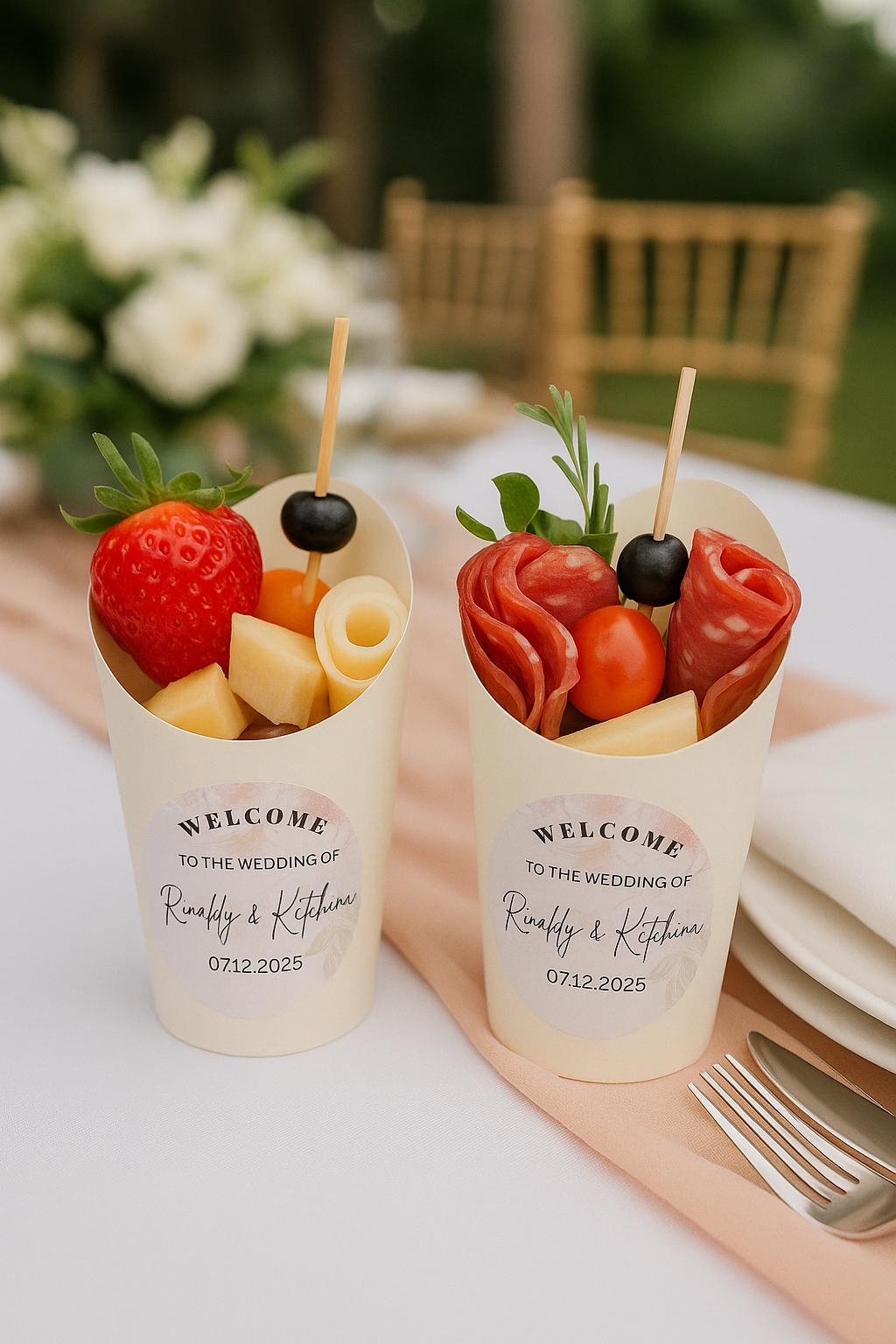 Personalized Wedding Charcuterie Cups: Custom Appetizer Snack Cups