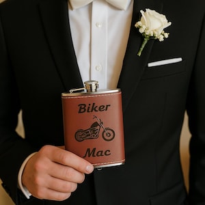 Engraved Brown Leather Flask: Personalized Groomsmen Gift