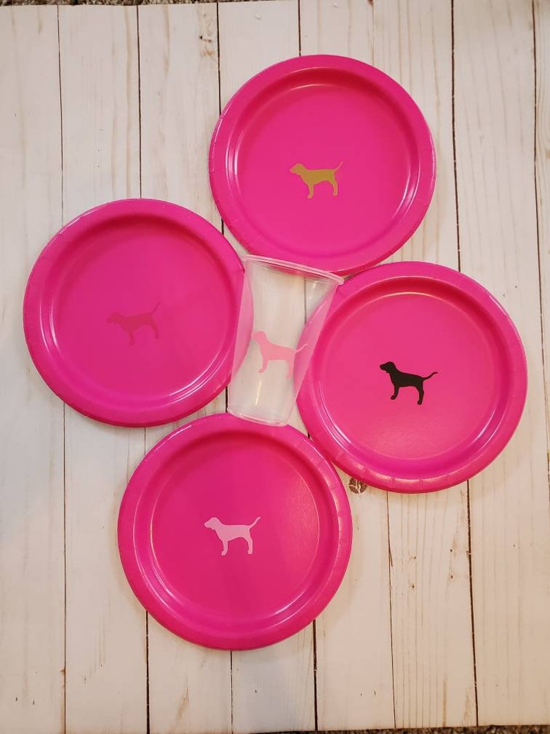 Pink Victoria's Secret Inspired Cake & Snack Plates or Etsy