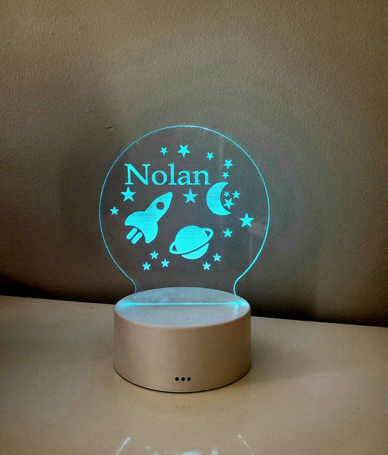 Personalized Child Night Light With Name Light up Engraved Etsy