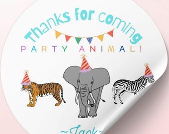 Safari Animal Thank You Stickers: Custom Jungle Party Favor Labels